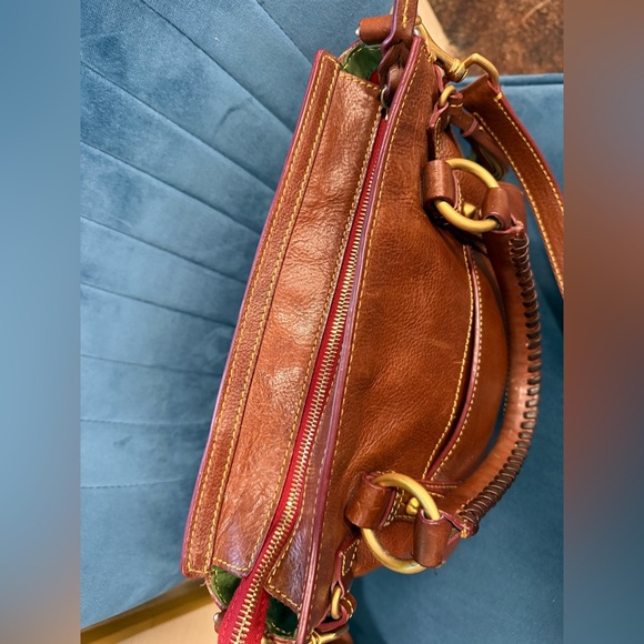 Dooney & Bourke Florentine Leather Satchel – Brown, Tassels, Crossbody Strap - Picture 11 of 15